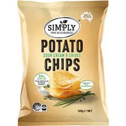 Simply Sour Cream & Chives 25% Less Fat Potato Chips Share Pack 120g