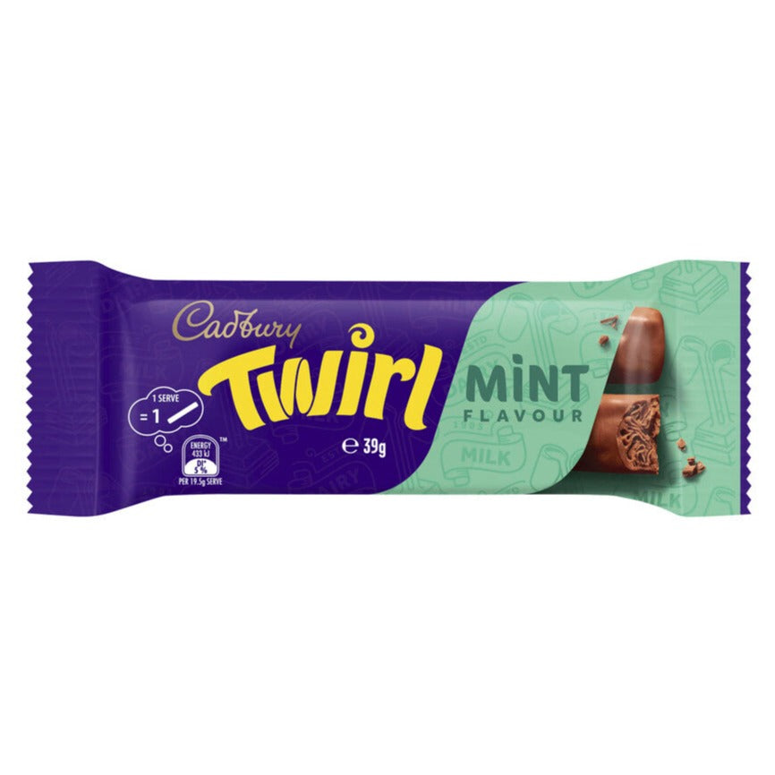 Cadbury Bar Twirl Mint Chocolate 39g Bunnasia