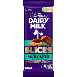 Cadbury Dairy Milk Slices Sticky Toffee Chocolate Block 178g