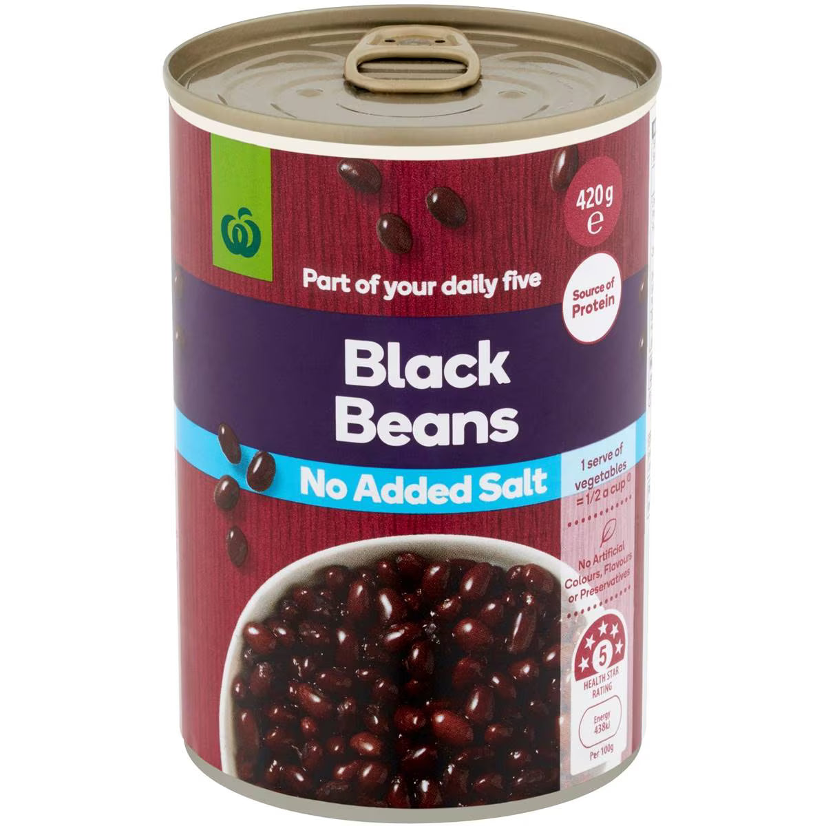 Woolworths Beans Black Beans 420g No Added Salt