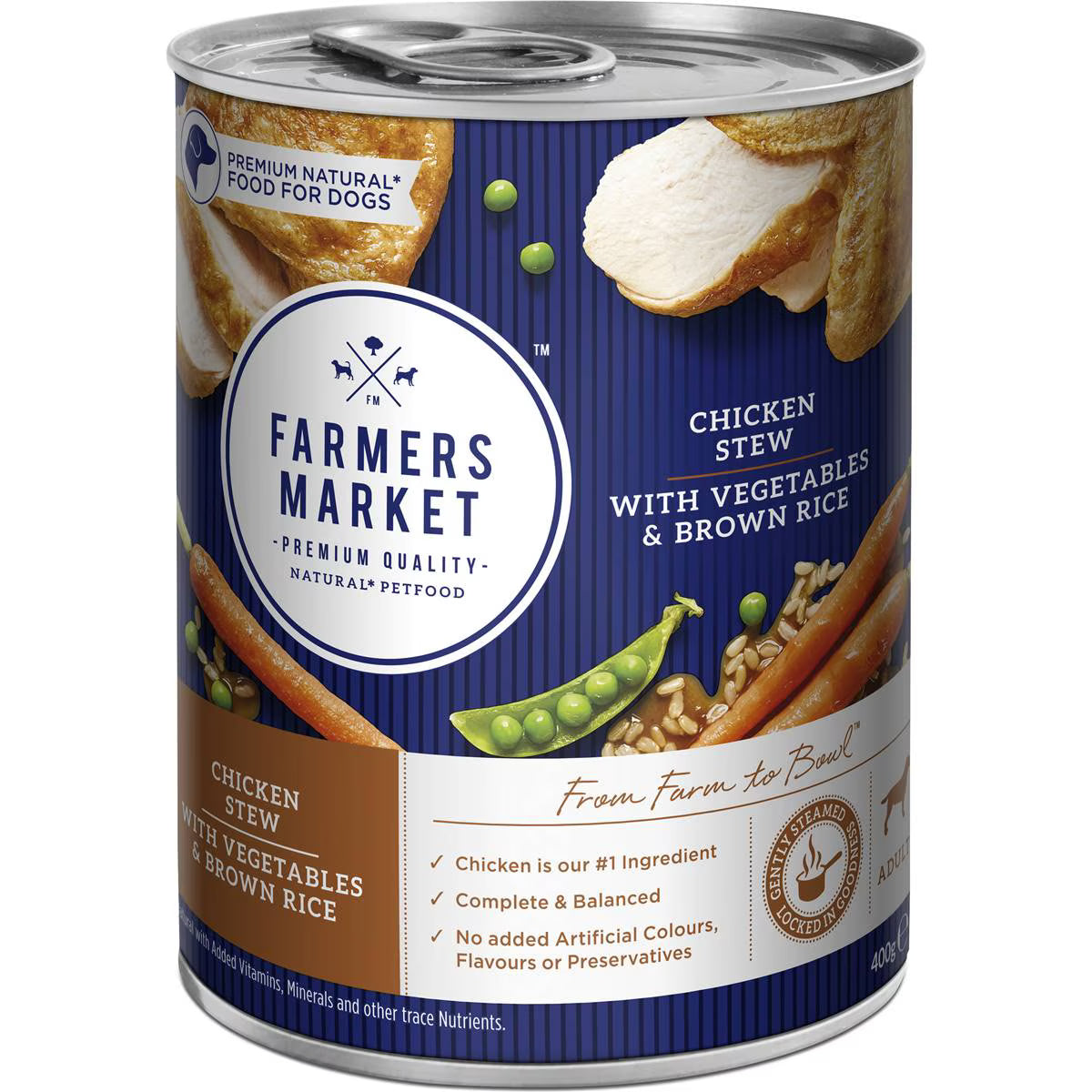 Farmers Market Adult Wet Dog Food Chicken Stew Vegetables & Brown Rice 400g