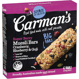 Carman's Muesli Bars SuperBerry, Cranberry, Blueberry & Goji 6 pack