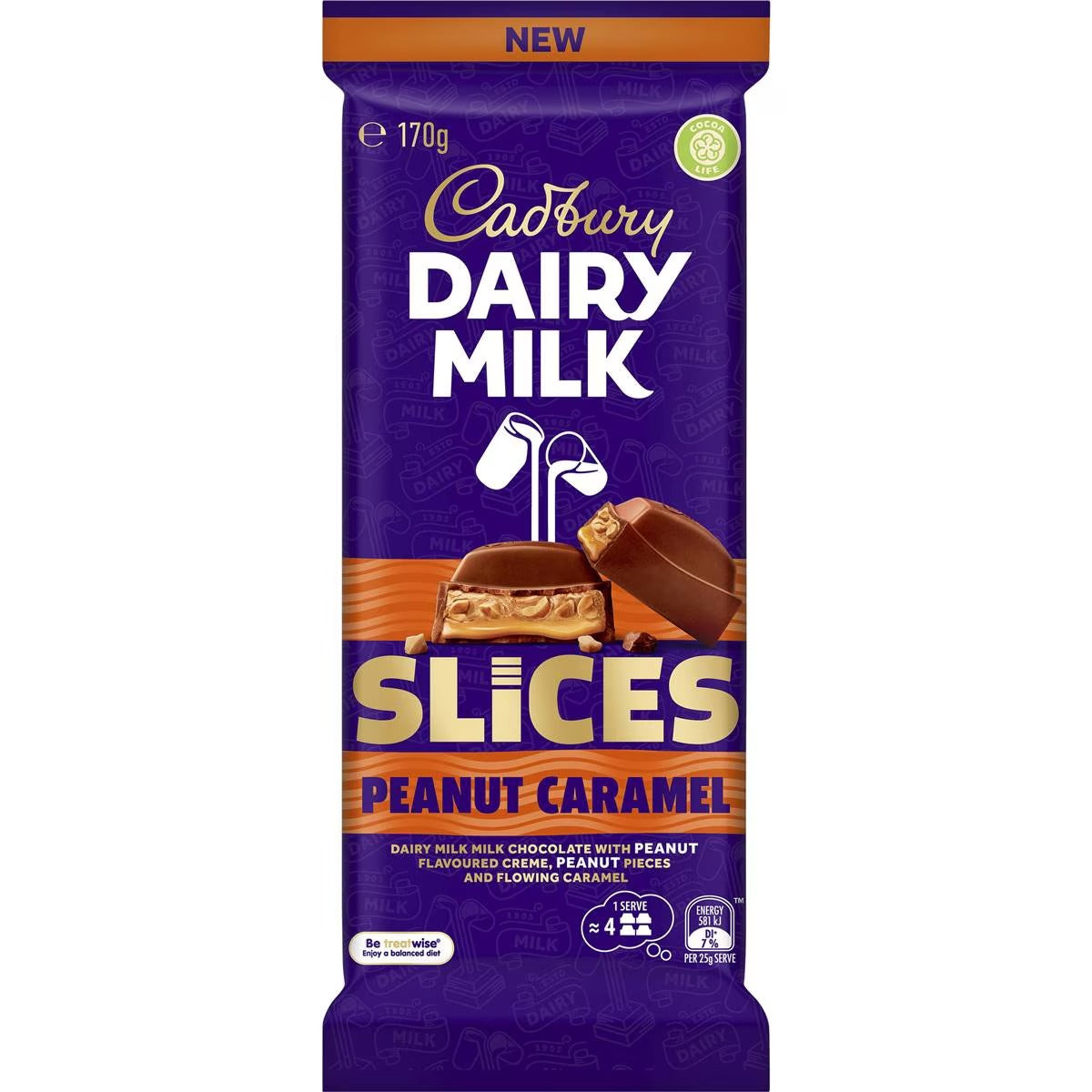 Cadbury Block Slices Peanut Caramel 170g