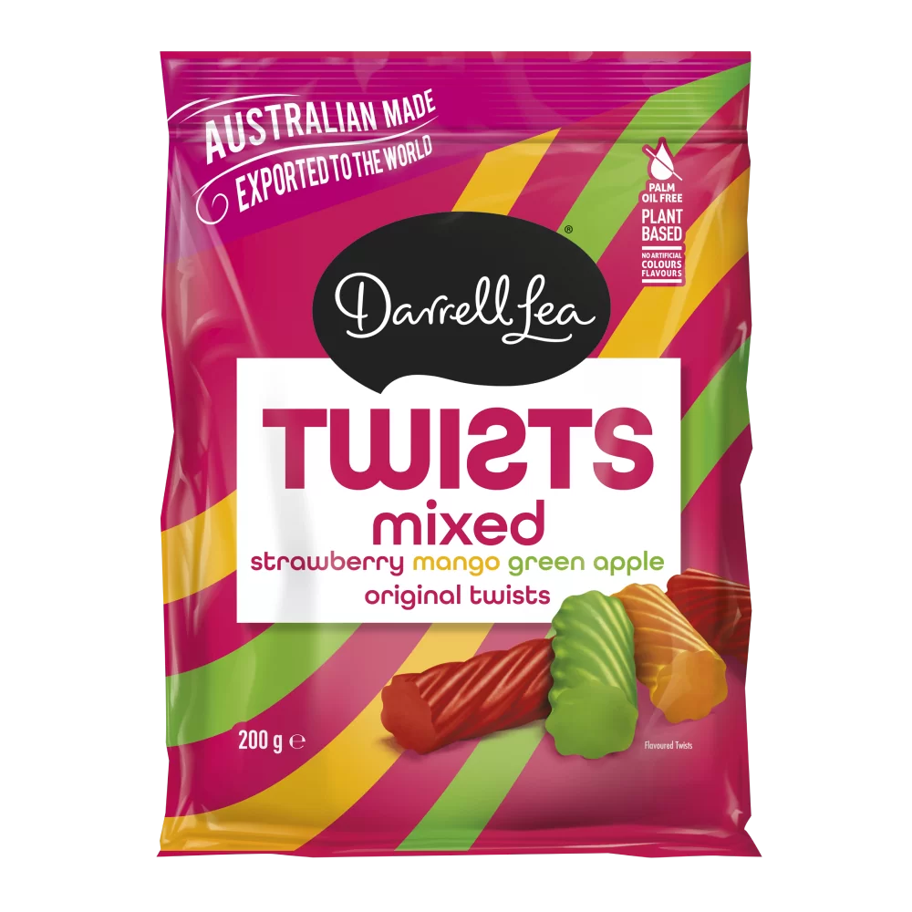 Darrell Lea Twists Mixed Fruit 200 GRAM