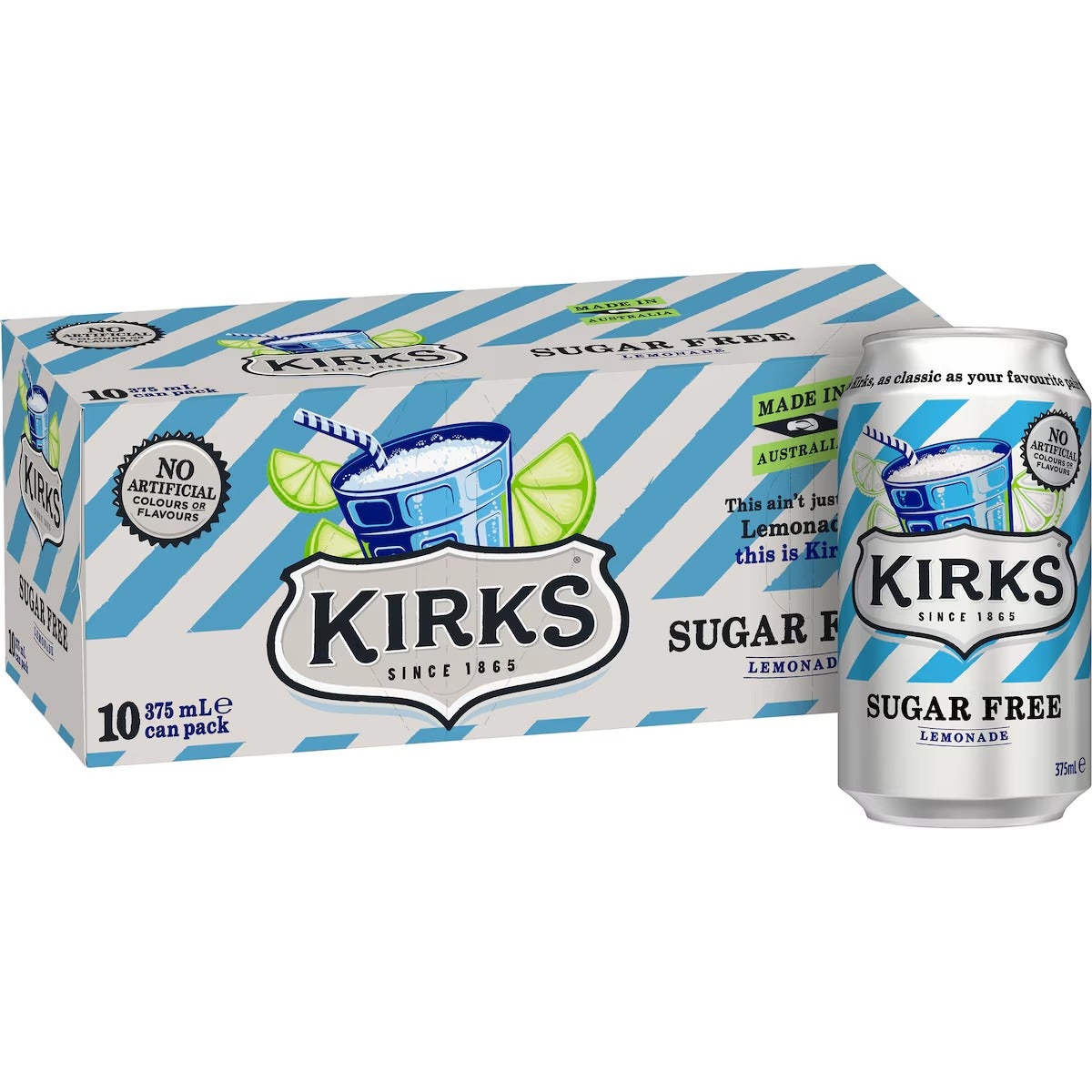 Kirks (10pk) Lemonade Sugar Free 375ml