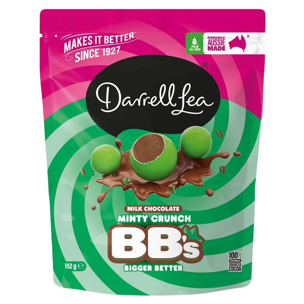 Darrell Lea Milk Chocolate BB's Minty Crunch 152g