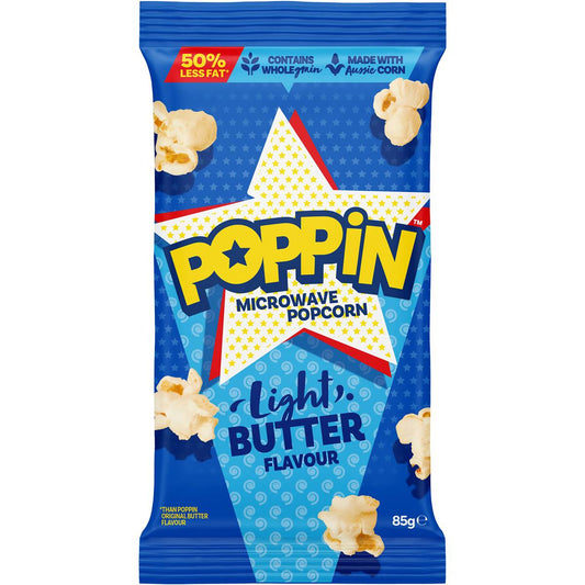 Poppin Microwave Popcorn Light Butter 85g