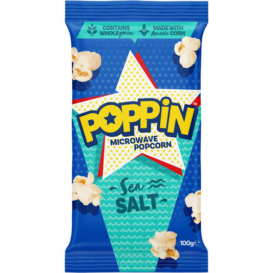 Poppin Microwave Popcorn Sea Salt 100g