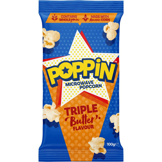 Poppin Microwave Popcorn Triple Butter 100g