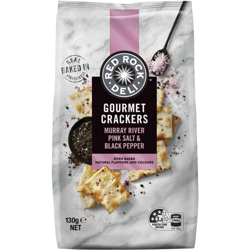 Red Rock Deli Crackers Pink Salt & Black Pepper 130g
