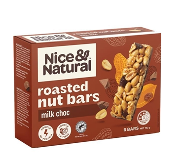 Nice & Natural Nut Bars with Milk Choc Multipack Snacks 6 Pack 192g