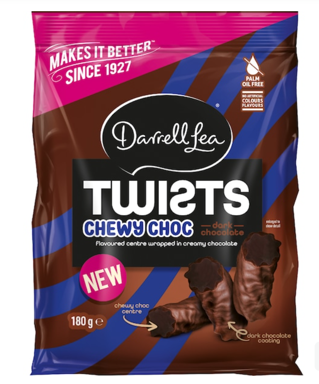 Darrell Lea Twists Chewy Dark Chocolate 180g