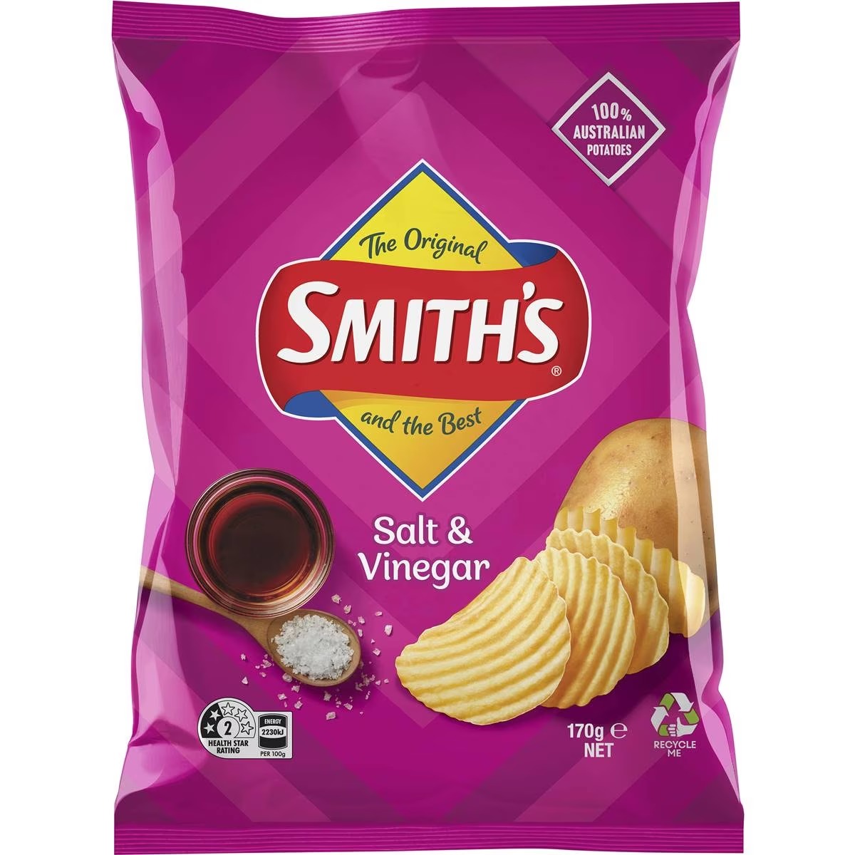 Smith's Crinkle Cut Salt And Vinegar Potato Chips | 170g