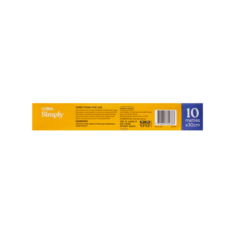 Coles Simply Aluminium Foil 10 metre