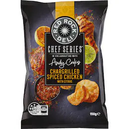 Red Rock Deli Chef Series Potato Chips Spiced Chargrilled Chicken 150g