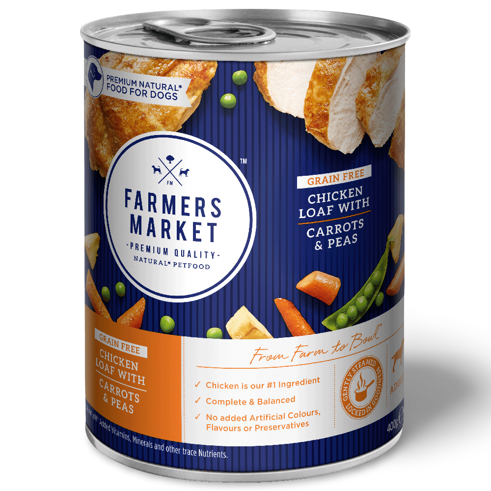 Farmers Market Grain Free Adult Wet Dog Food Chicken Loaf & Carrots & Peas 400g