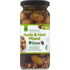 Woolworths Garlic & Herb Mixed Mediterranean Olives 230g
