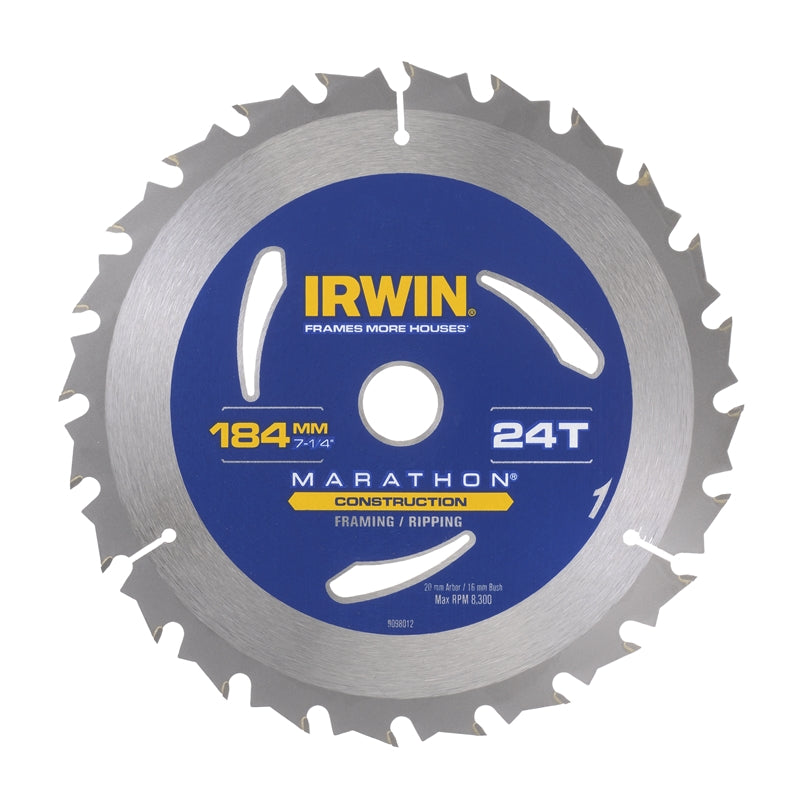 Irwin 184mm 24T Marathon Circular Saw Blade Bulk