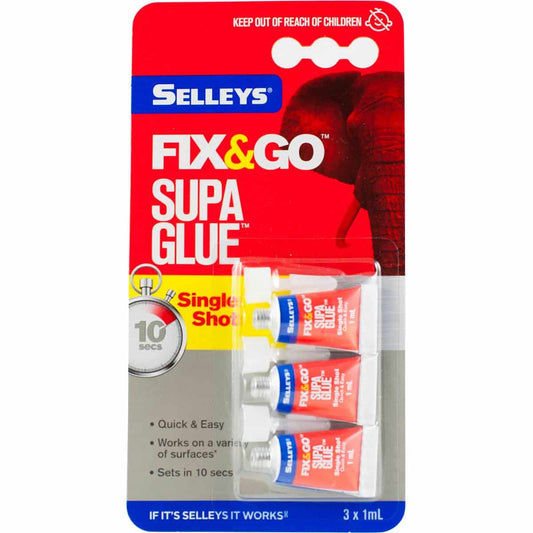 Selleys Fix N Go Supa Glue (3pk) 3x1ml