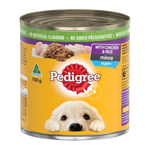 Pedigree Puppy Wet Dog Food with Chicken & Rice Mince Can 700g