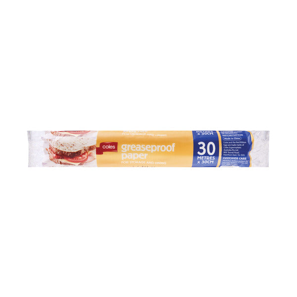 Coles Greaseproof Paper 30cmx30m
