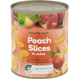 Woolworths Fruit Peach Slices in Juice 820g