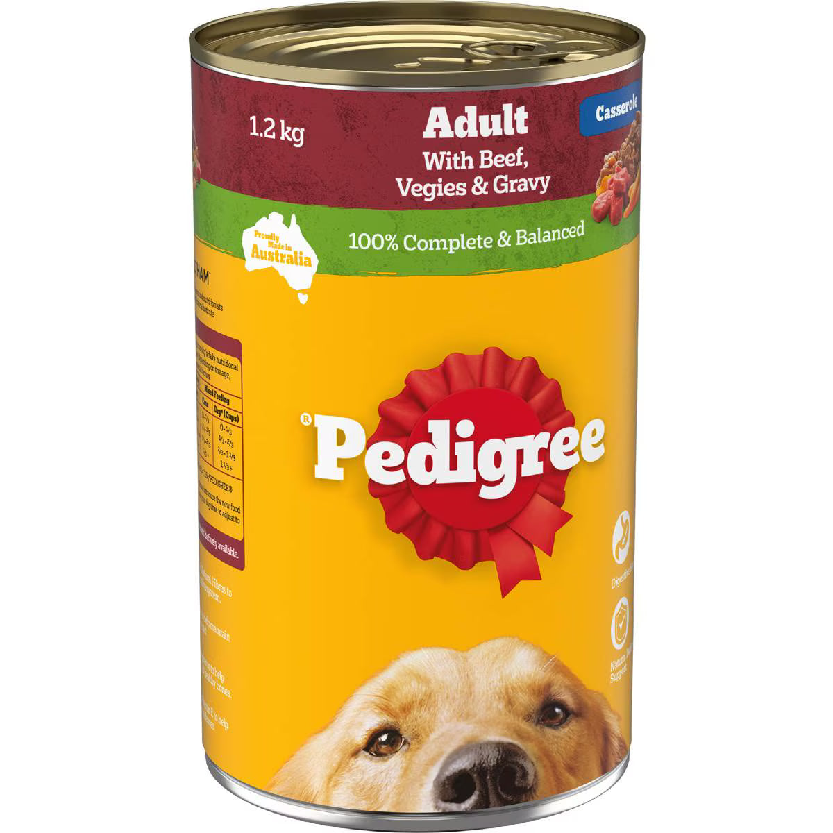 Pedigree Adult Wet Dog Food with Beef, Vegies & Gravy Casserole Can 1.2kg