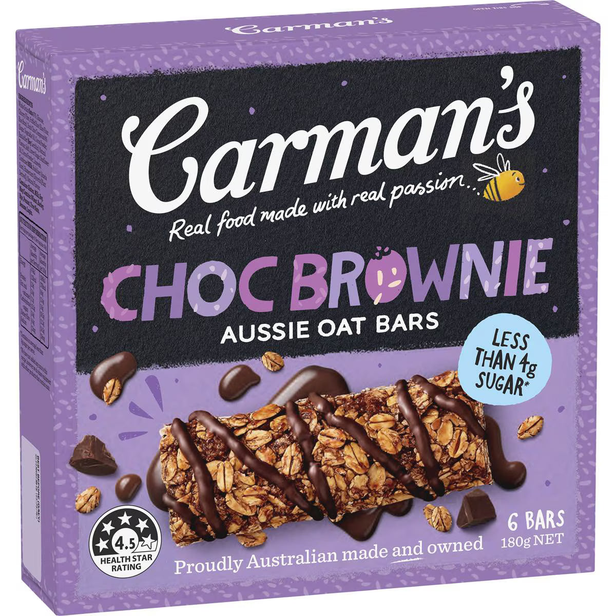 Carman's Aussie Oat Bars Choc Brownie with Chocolate 6 pack