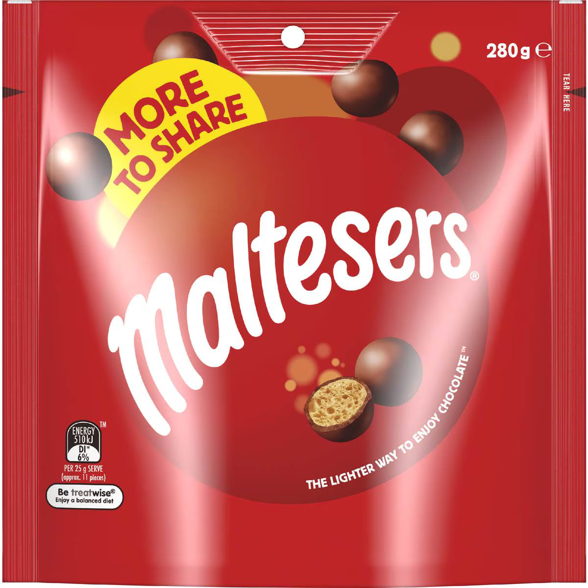 Maltesers Milk Chocolate Snack Party Bag 280g