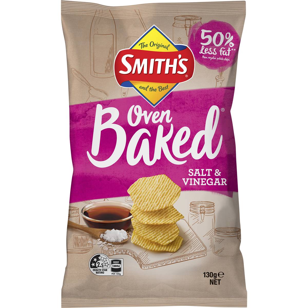 Smith's Oven Baked Salt & Vinegar 130g