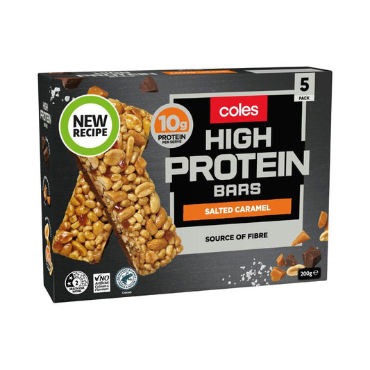 Coles Protein Bar Salted Caramel 5 Pack 200g
