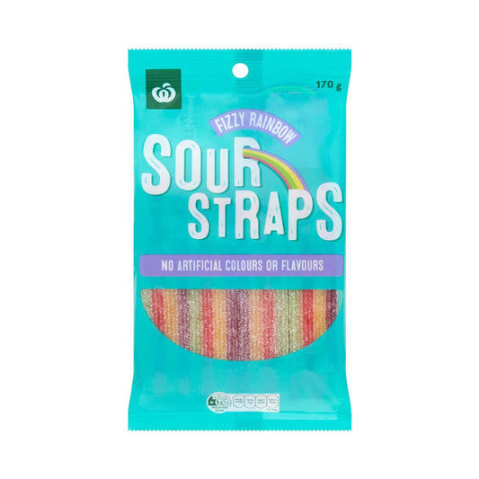 Woolworths Sour Straps Fizzy Rainbow 170g