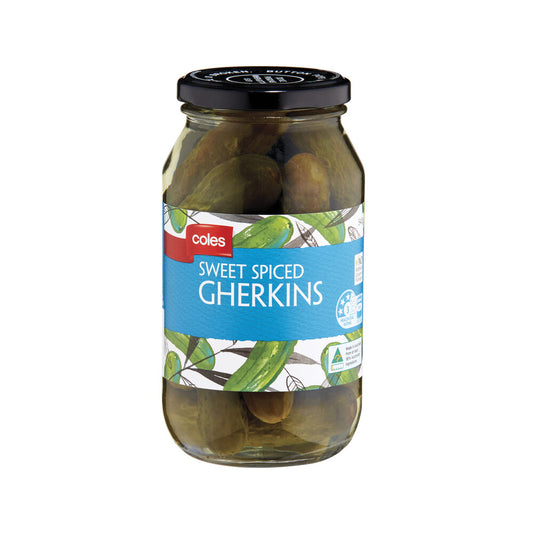 Coles Sweet Spiced Gherkins  540g