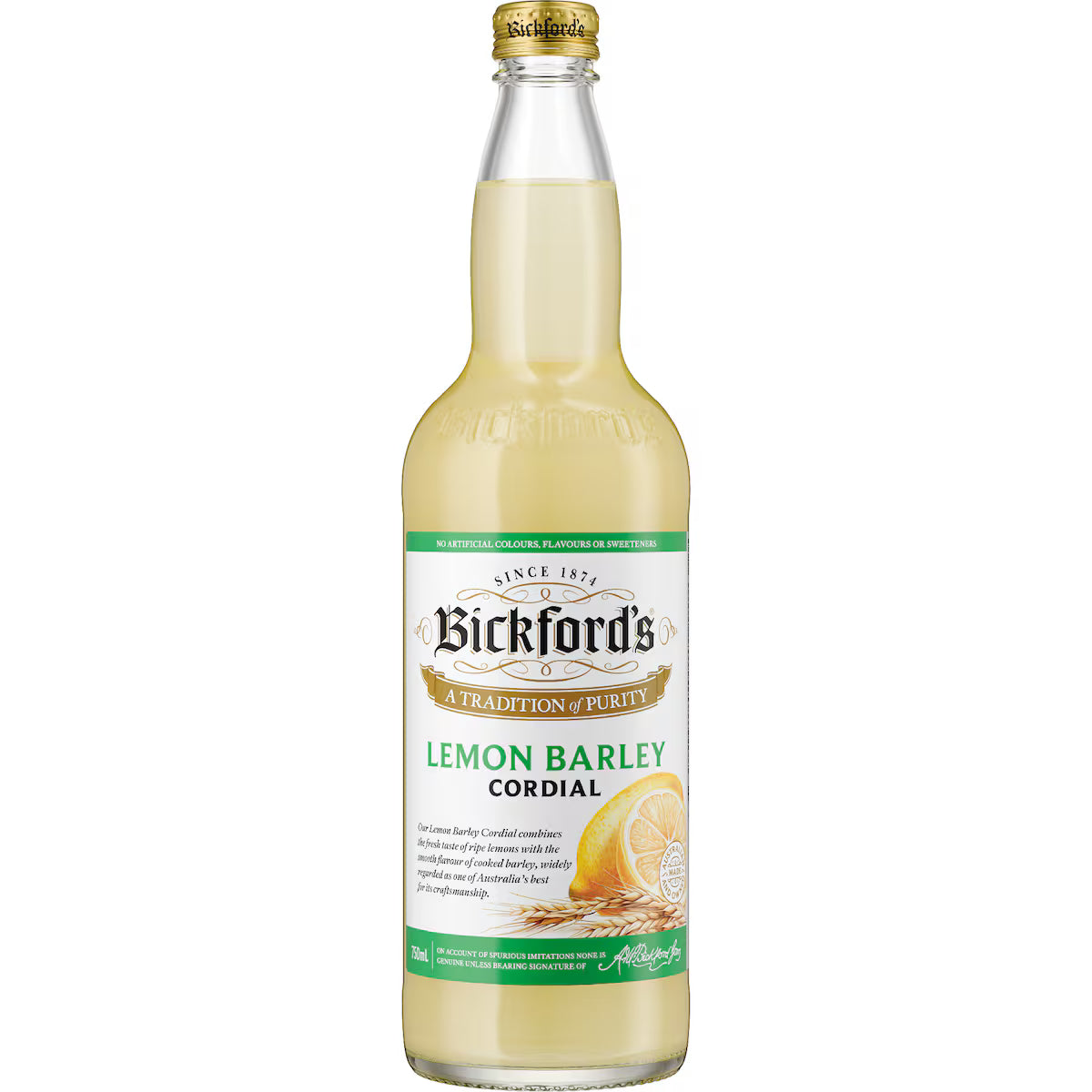 Bickford's Lemon Barley Cordial 750mL