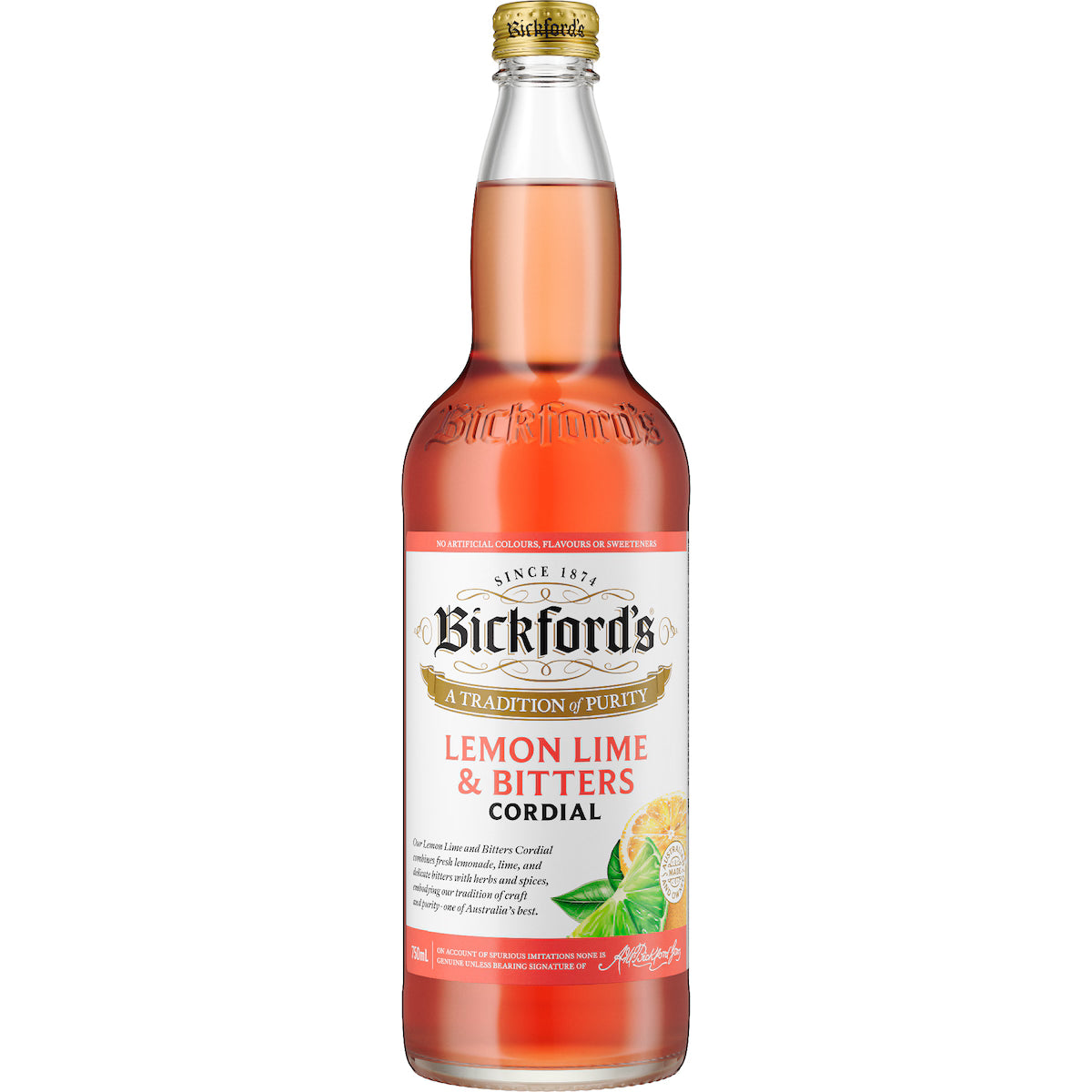 Bickford's Lemon & Lime Bitters Cordial 750mL