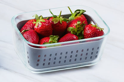 Curtis Stone Glass Container - 690ml Small glass container with basket and lid