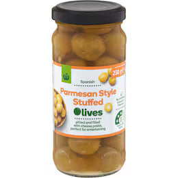 Woolworths Parmesan Stuffed Mediterranean Olives 230g