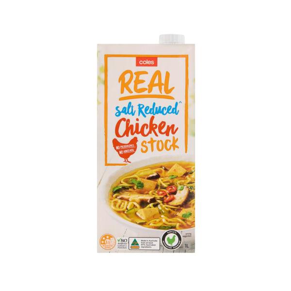 Coles Liquid Salt Reduced Real Chicken Stock 1L