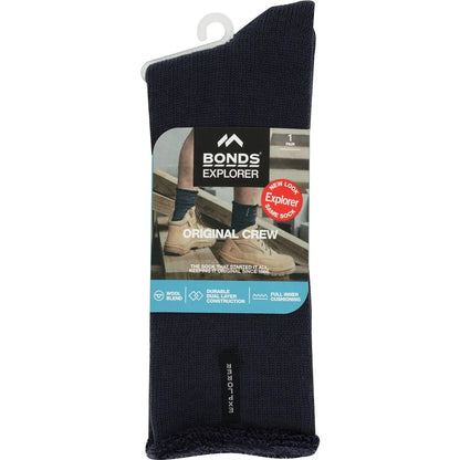 Bonds Explorer Original Crew Socks (1pk) Black/Grey - Size 6-10