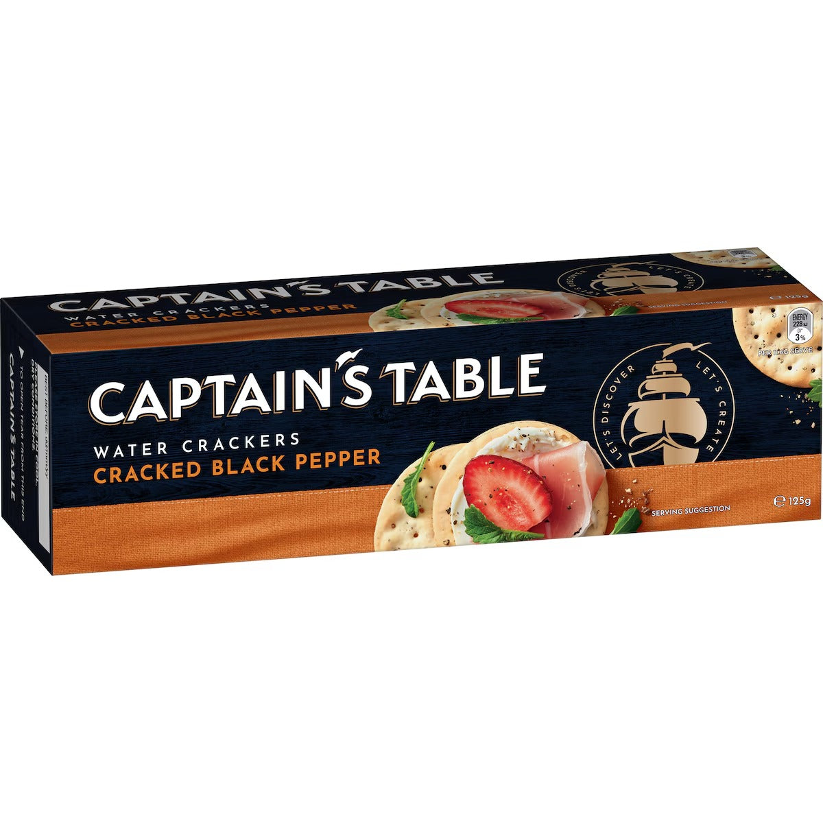 Captain's Table Water Crackers Cracked Black Pepper 125g