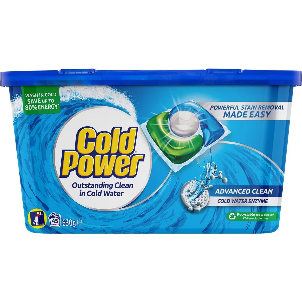 Cold Power Regular Laundry Detergent Capsules (45pk) 630g