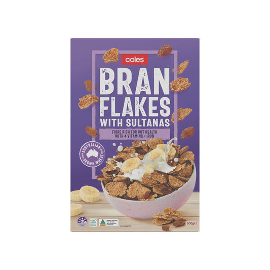 Coles Cereal Bran Flakes with Sultanas 580g