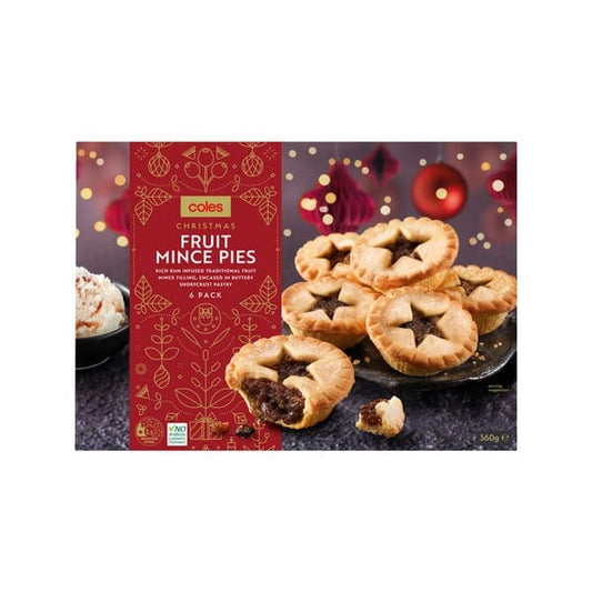 Coles Fruit Mince Pies Star Top (6pk) 360g