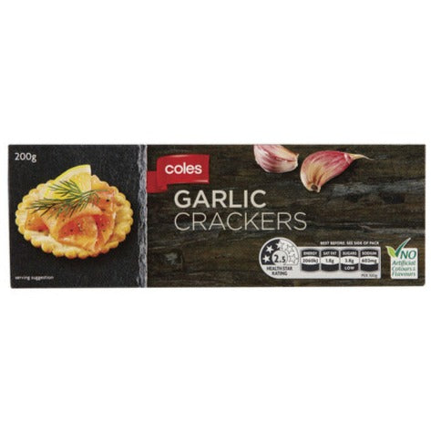 Coles Crackers Garlic 200g