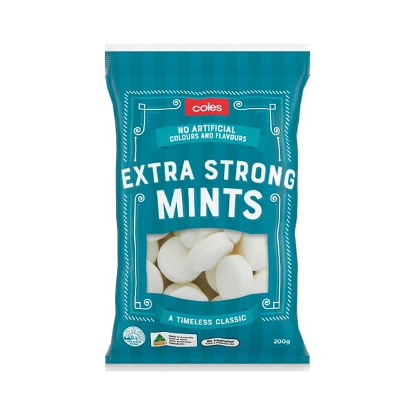 Coles Extra Strong Mints 200g Bunnasia Coles extra strong mints 200g bunnasia