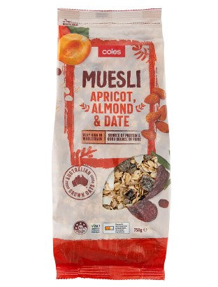 Coles Cereal Muesli Apricot, Almond & Date 750g