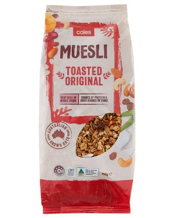 Coles Cereal Muesli Toasted Original 750g