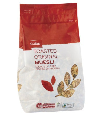 Coles Cereal Muesli Toasted Original 750g