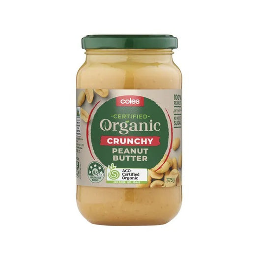 Coles Peanut Butter Organic Crunchy 375g