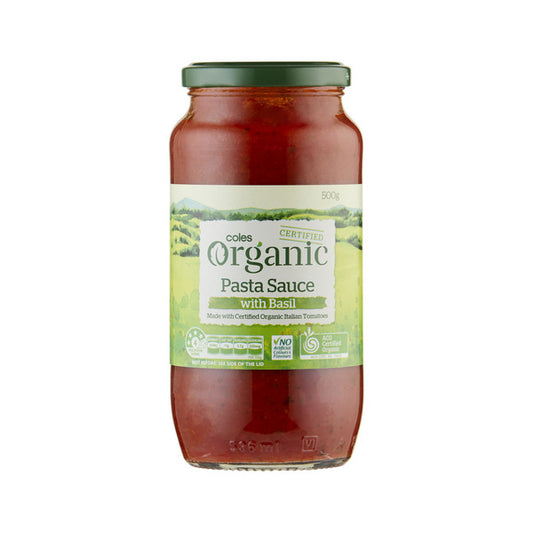 Coles Pasta Sauce Organic Basil 500g